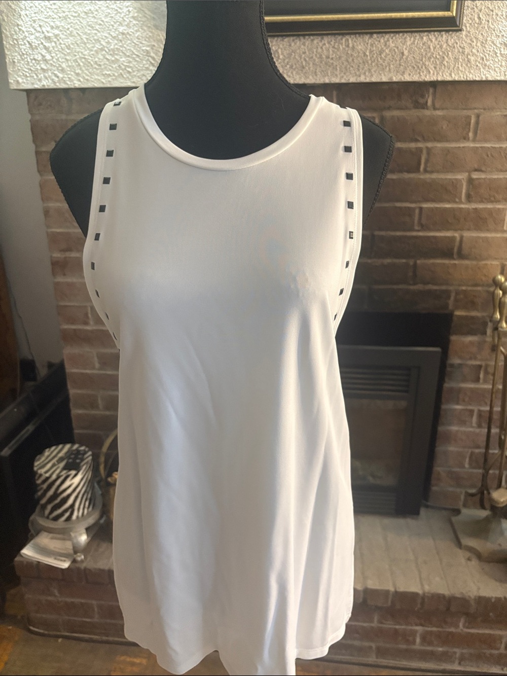 The Kooples White Tank Top with Black Accent Trim
